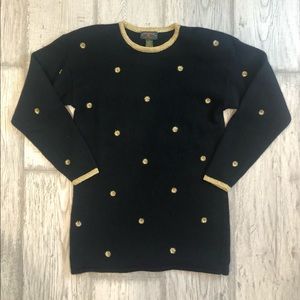 Vintage floral sweater fall autumn 1980’s daisy black gold cozy wool angora